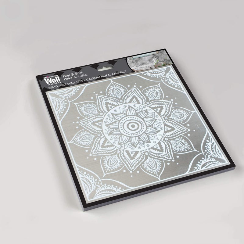 Main Street 24-Pack of 8 x 8"" Wallpaper Tiles for Kitchen Backsplash in White Mandala Design. Peel and Stick Paper Tile. Renter Friendly Backsplash. Self Stick Paper Wall Tiles for Your Home - Image 5